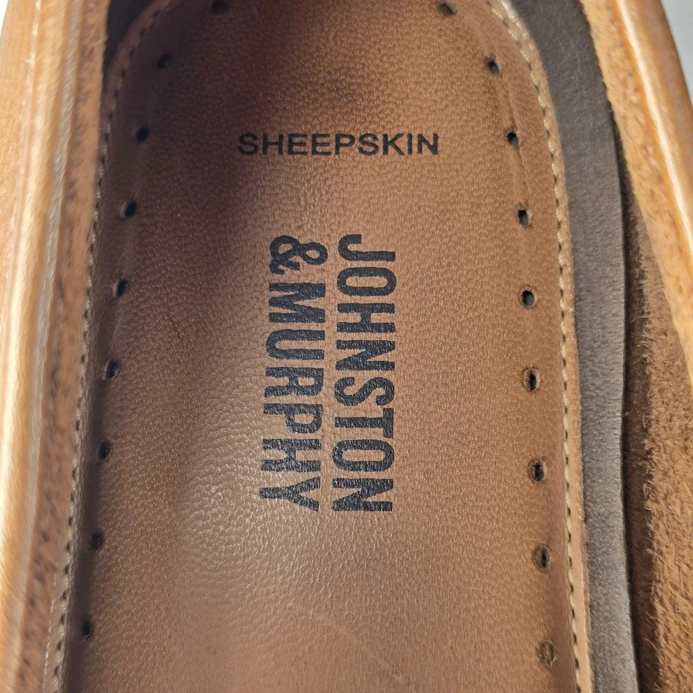 Johnston & Murphy Mens Brown Sheepskin Leather Driving Loafers Slip On Shoes